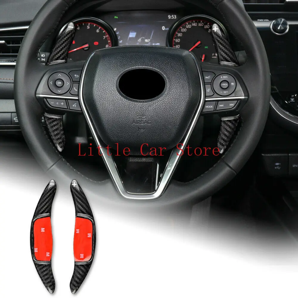 

Black Steering Wheel Paddle Shifter Cover Carbon Fiber For Toyota Camry Corolla 2017-20