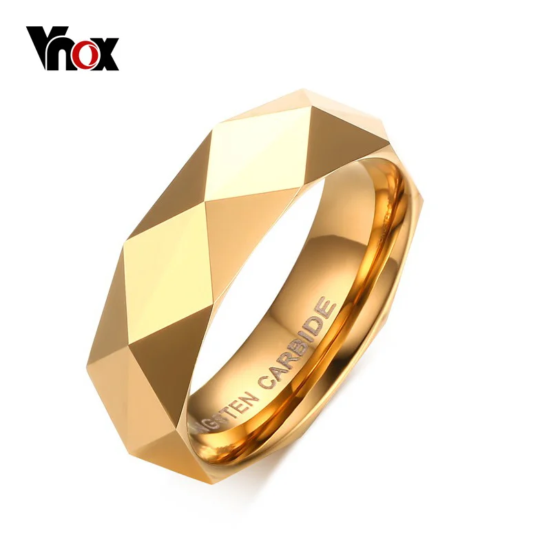 Vnox Men\'s Tungsten Carbide Wedding Ring US Size 6 7 8 9 10 11 Gold Color Top Quality