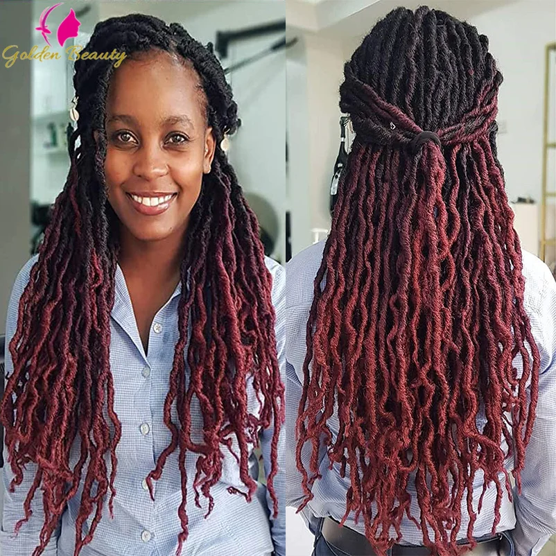 Goddess Faux Locs Handmade Crochet Hair Soft Gypsy Locs Wavy Synthetic Braids Dreadlocks Curly Wave Braiding Hair Extensions