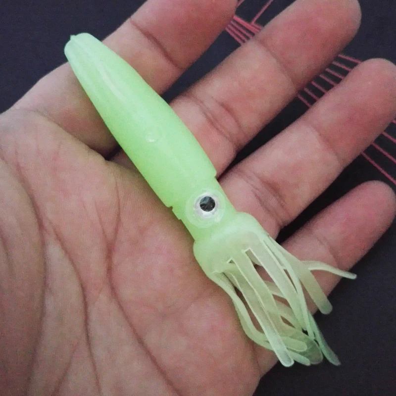 POETRYYI 1pcs Squid Jigs Silicone Fishing Lure Soft Bait 10cm/8g Luminous Octopus Artificial Tuna Sea Night Fishing Tackle