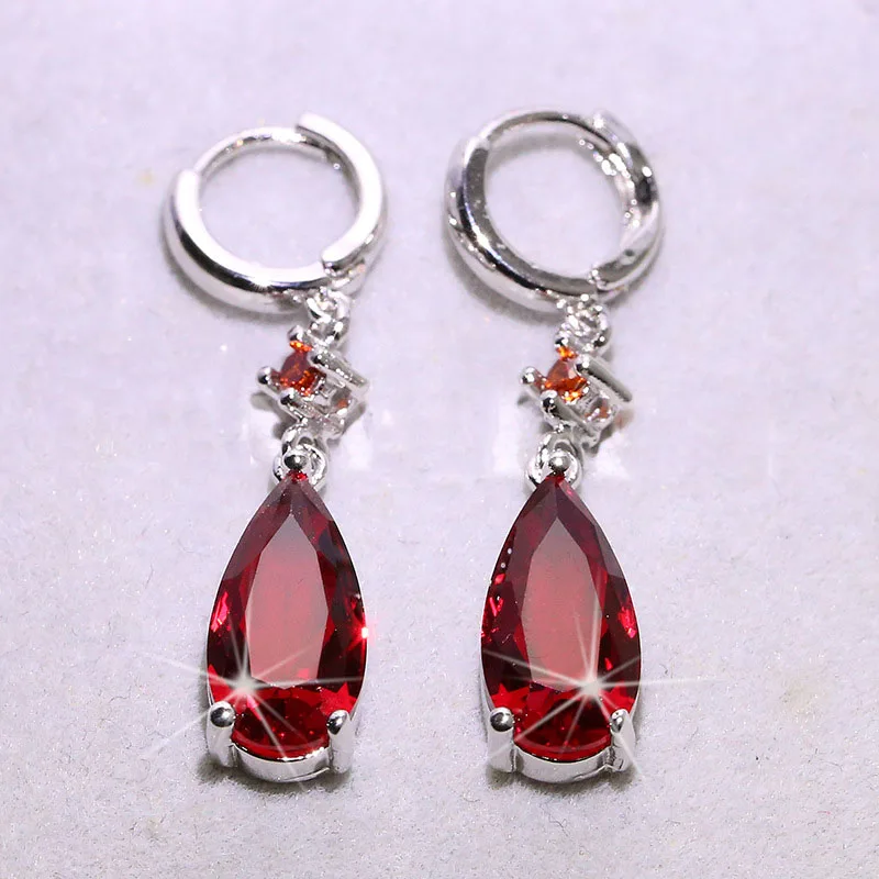 Proste Pendientes 925 srebrna igła Twist AAA Waterdrop wisiorek cyrkon kolczyki dla kobiet Oorbellen Boucle D'oreille Femme — zdjęcie 4