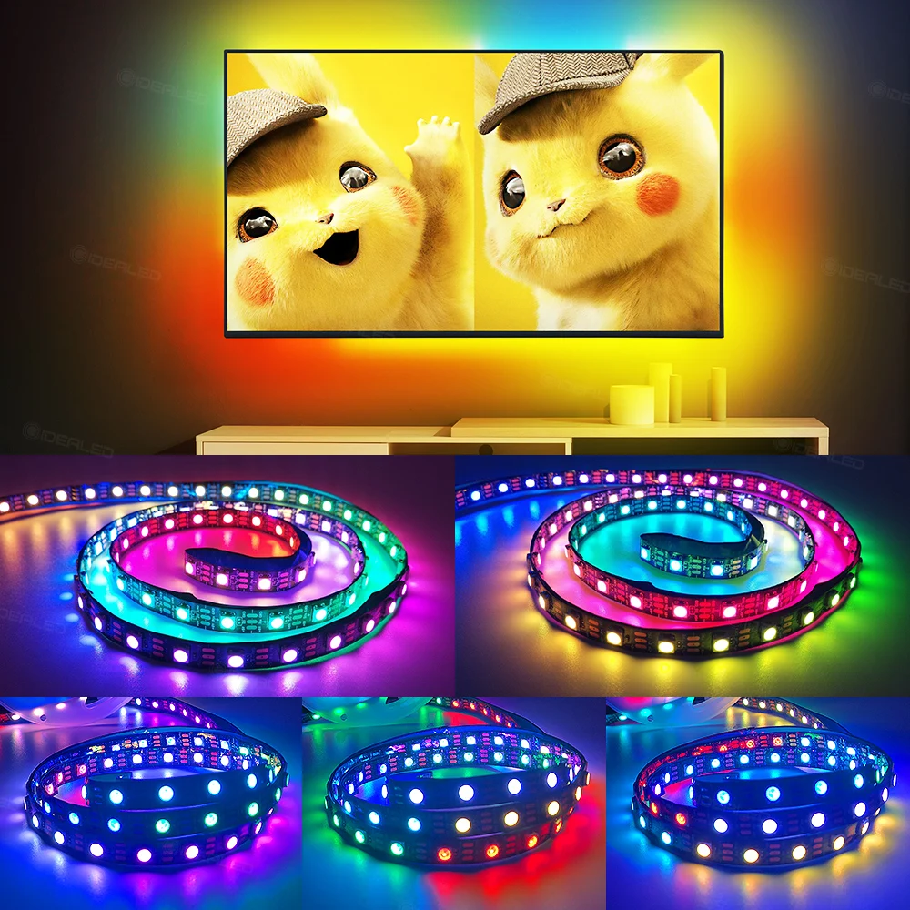 TV LED Light Strip USB RGB 5V WS2812B Ambient Light Kit for Sync Screen Colors HDTV Desktop PC Screen Background lighting