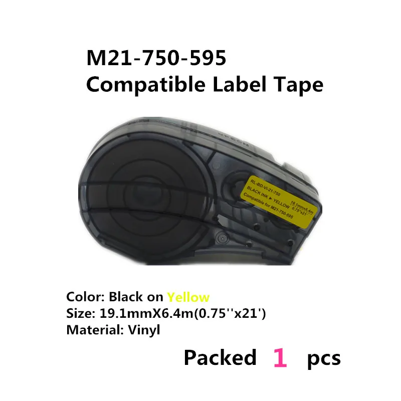 Ersatz Schwarz Weiß & Farbe Vinyl Label Band M21-375-595 M21-500-595 M21-750-595 Kompatibel für Brady BMP21 Plus Labor Drucker