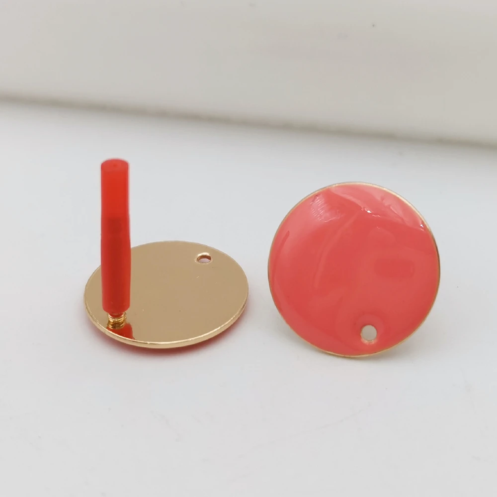 10/30/50 Buah Campuran DIY Anting Enamel Pengaturan Perhiasan Baja Tahan Karat 16MM Bulat Stud Telinga dengan Cincin Anting Melingkar Dasar Membuat