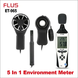 INFLUENZE Digitale 5 IN 1 Ambiente Meter Portatile Professionale Anemometro Termometro Misuratore di Umidità Sound Level Meter Ligth