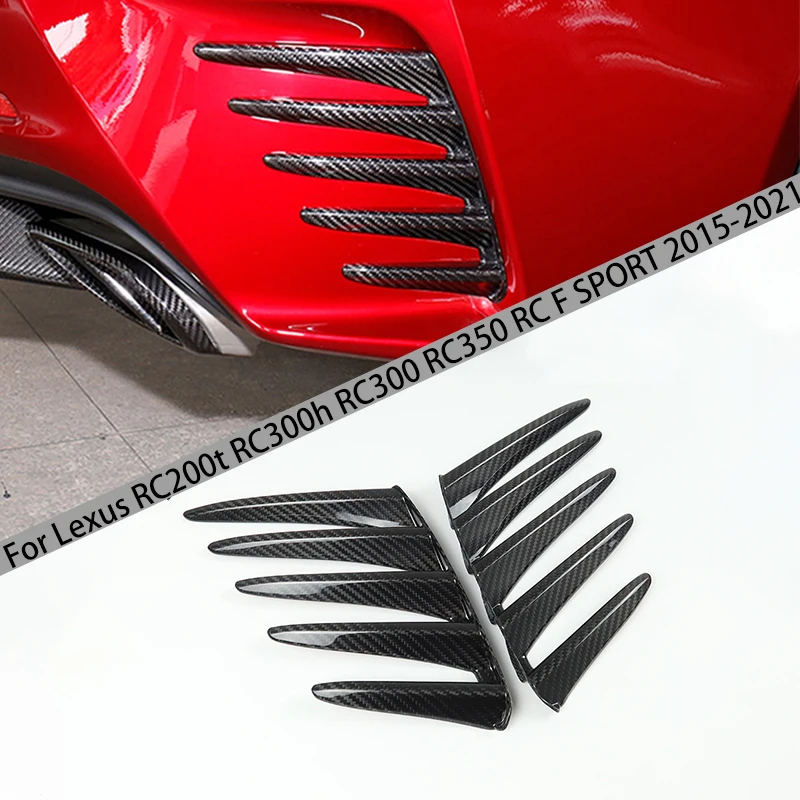 Real Carbon Fiber Rear Side Bumper Air Vent Splitter Trim Molding Rear For Lexus RC200t RC300h RC300 RC350 RC F SPORT 2015-2021