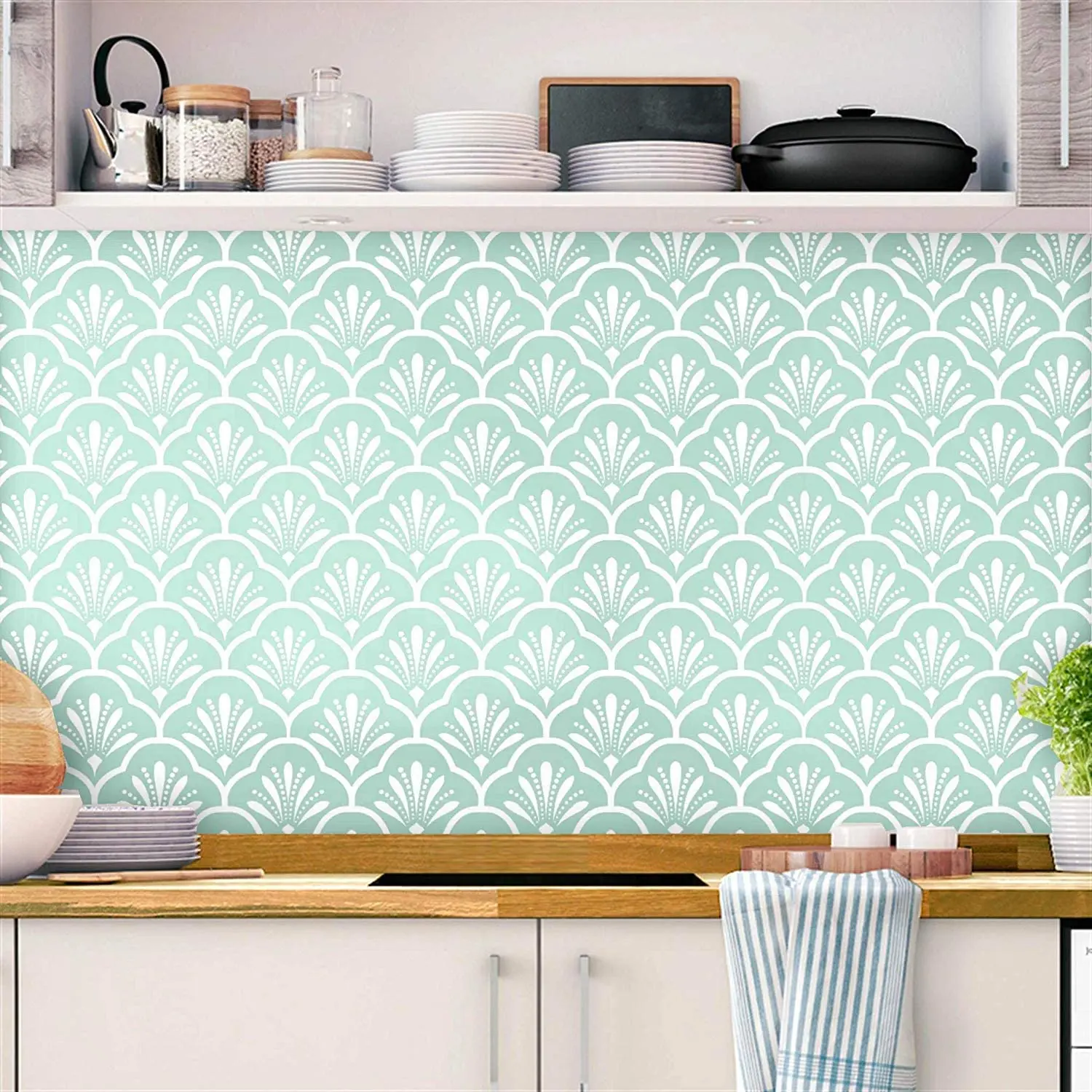 Blue And White Peel And Stick Wallpaper Damasks Trellis Fan Self-Adhesive Prepasted Wallpaper  Furniture Stickers Home Decortive