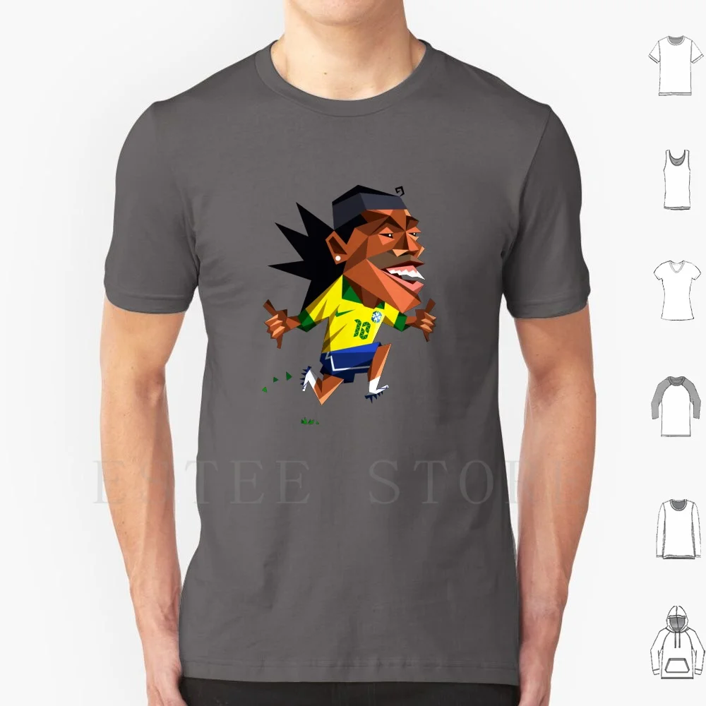 Ronaldinho T Shirt Cotton Men DIY Print Soccer Football Ronaldinho Brazil Happy Smile Abstract Lowpoly Comic Sport Funny