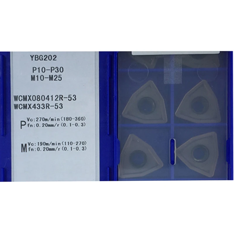 WCMX080412R-53 YBG202 WCMX 080412 10pcs U drill insert WCMX080412 Drilling for Steel and Stainless Steel Carbide Inserts CNC