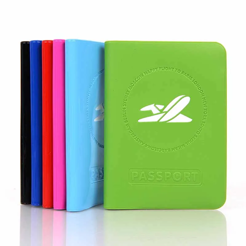 

Women Men Travel Accessories Candy Color Plane Passport Holder PVC Travel Passport Cover Case High Quality Card ID Holders