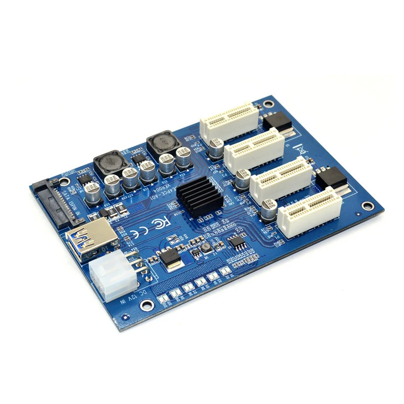 Imagem -05 - Pci-e x1 para Kit de Expansão X16 4pci-e para 6pin Sata Multiplicador de Porta Pci Express Switch Hub Usb de Riser Cartão para Btc Mineiro Mineração