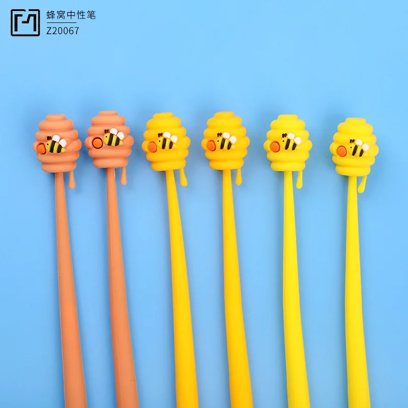 20pcs 0.5mm full needle neutral pen cartoon honeycomb shape water pen student notebook hand account writing pen