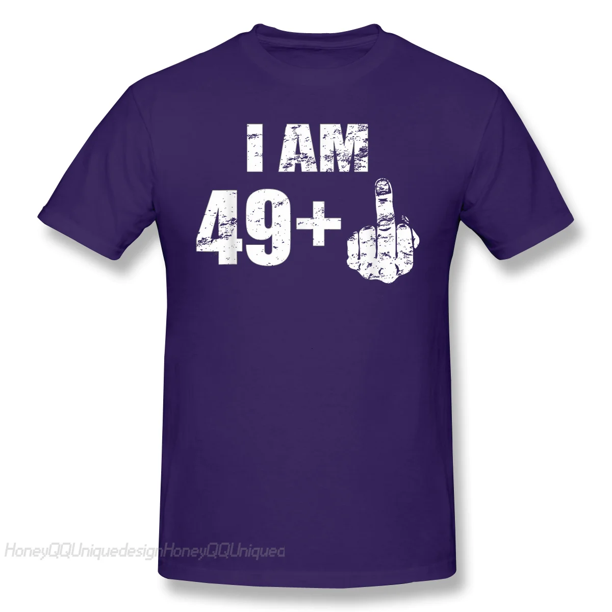 50 Years Old Born in 1971 T-Shirt I Am 49 Plus Middle Finger Funny 50Th Birthday Gift Unique Shirt Crewneck Cotton Men TShirt