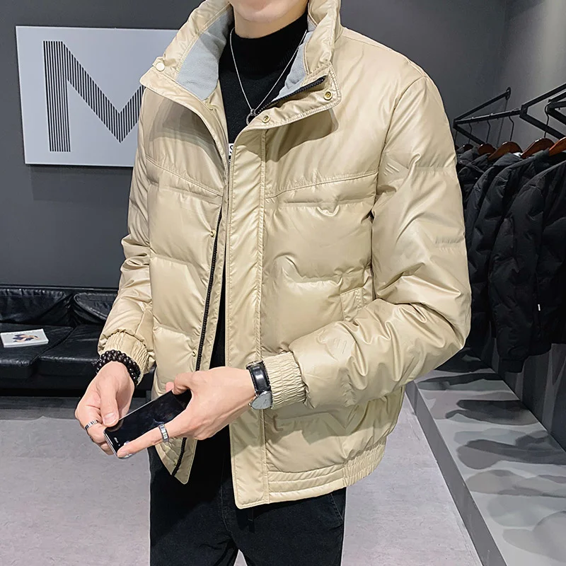 

Winter 2022 Men's High-quality Casual Loose Down Jacket Stand Collar Mens Thick Warm Duck Down Coats Male Fashion Parkas B337