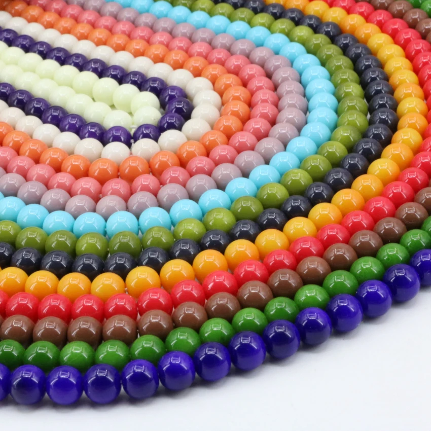 Elegant 15 color baking paint glass round 4-14mm loose spacers accessories beads for women accessories spacers jewelry 15inch B8