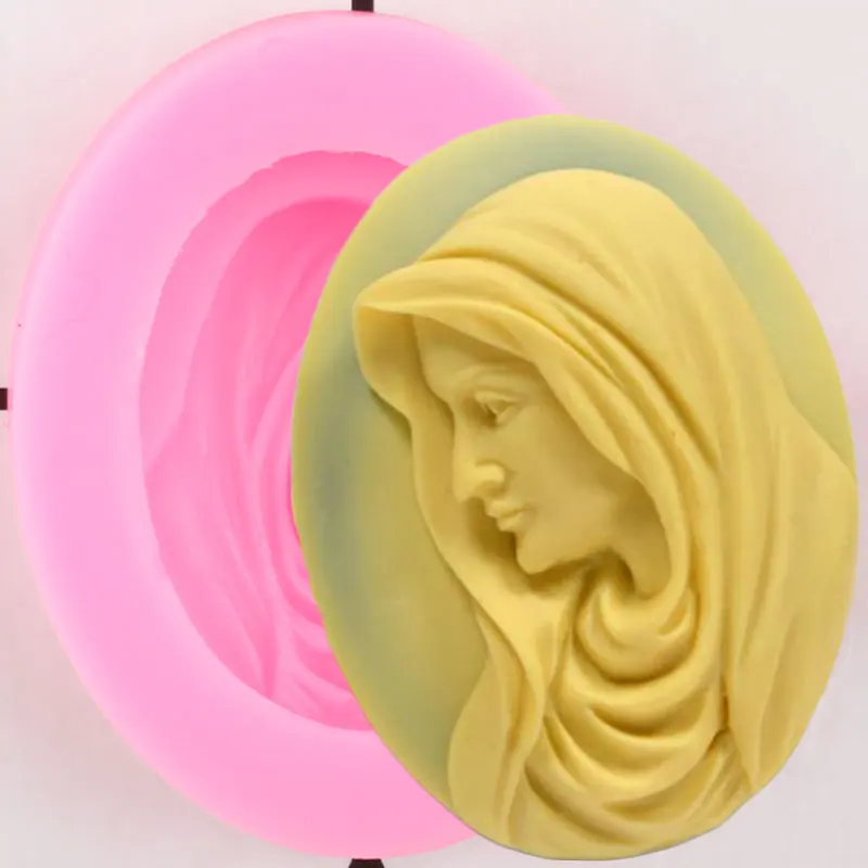 Virgin Mary Nun Cameo Silicone Mold Cupcake Topper Fondant Cake Decorating Tools Candy Resin Clay Molds Chocolate Gumpaste Mould