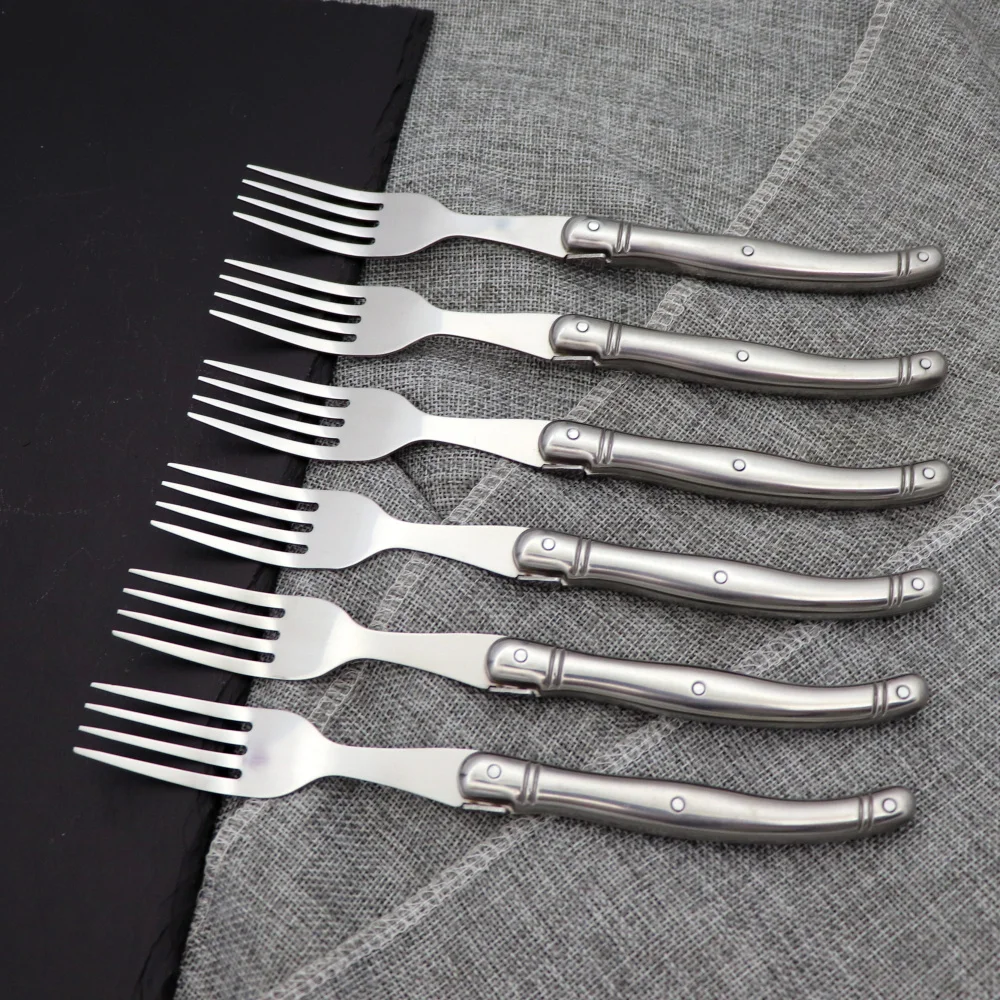 

Jaswehome 6pcs Full Tang Stainless Steel Steak Forks Set Tableware Cutlery Set Meat Fork Dinner Dessert Fork Fruit Forks