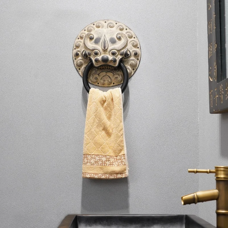 New Chinese Style Classical Creativity Wall Decoration Hotel Toilet Personality Bathroom Supplies Towel Rack Rack Wall Hanging