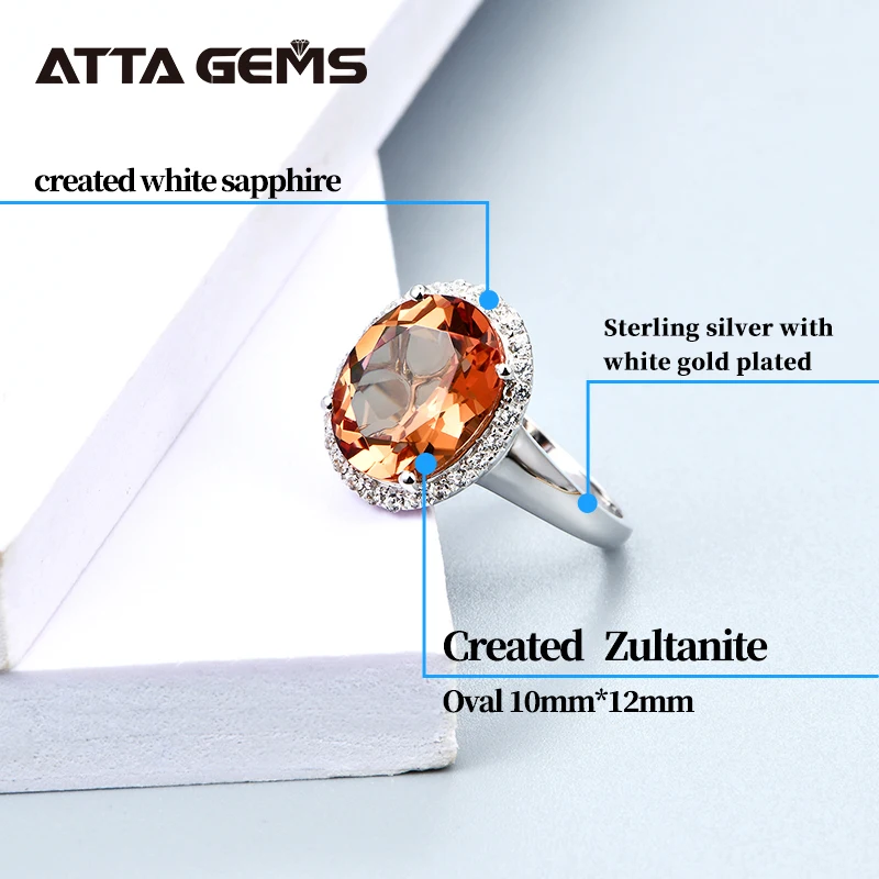 ATTAGEMS Zultanite изменение цвета 925 Sterling Silver Design Fine Jewelry Created Zultanite Color Change Stone Ring for Women