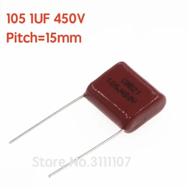 10PCS/Lot 105 1UF 450V pitch 15mm  CBB Polypropylene film capacitor 105 1uF 450V 100%New