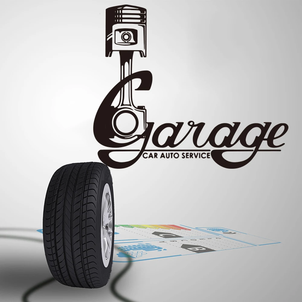 Retro Garage Repair Piston Wall Sticker Car Service Auto Repair Shop Valve Mechanic Tool Wall Decal Vinyl Home Decor P913