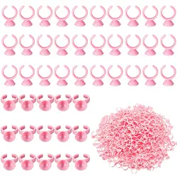 1000pcs Disposable Pink Plastic Tattoo Pigment Ring Ink Cups Holder Tools Eyelash Extension Glue Rings