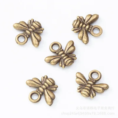 30pcs Charms bee 10x11mm Tibetan Silver Plated Bronze Gold Pendants Antique Jewelry Making DIY Handmade Craft