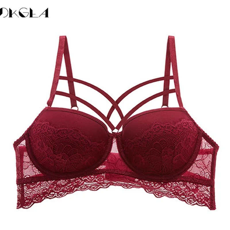 Classic Black Sexy Bra Push Up Brassiere Lace Bandage Embroidery Lingerie Women Thick Gather Underwear Cotton Bras A B C Cup