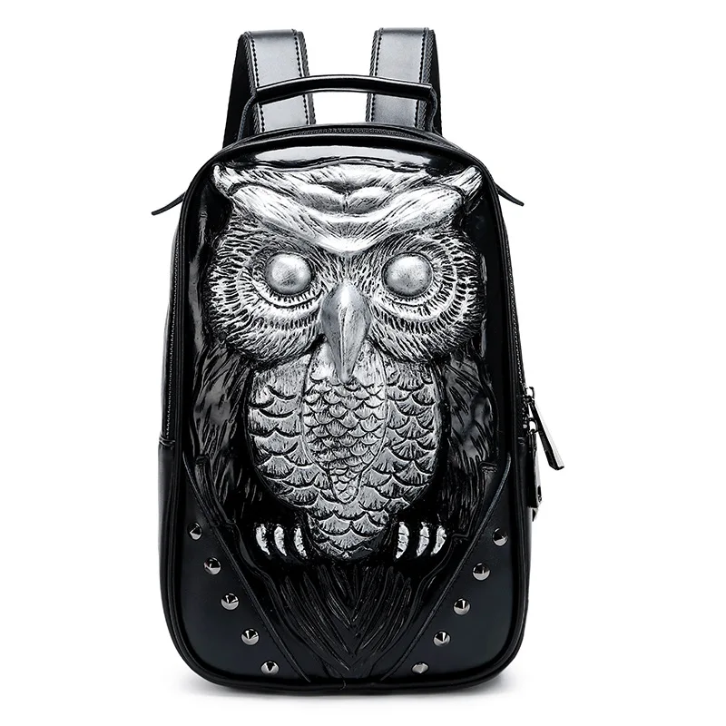 Animal Cool Women 3D Owl Small Backpack High Quality Ladies Backpack Purse Cute Black Daypack for Girls