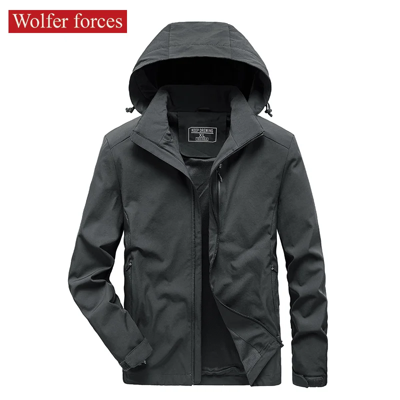 

Workwear Jacket Men's Spring And Autumn Top Loose Large Size All-match Windproof Waterproof Casual Sports Jacket Hooded