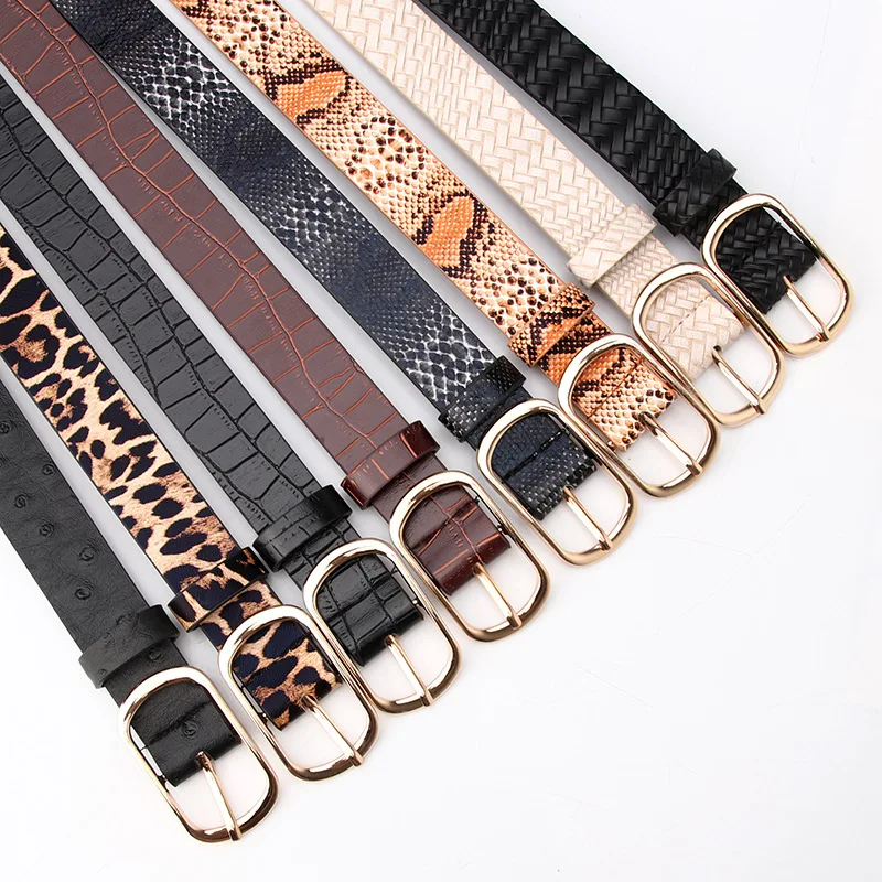 2021 Vintage Snake Leopard Print Belt for Women Black Fashion Waist Leather Belt for Lady Female Waistband Belts