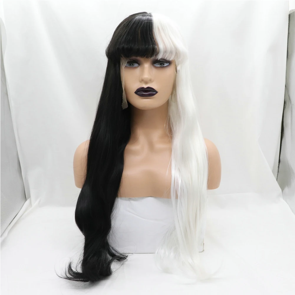 Purple and Blue Wigs Long Straight Hair  Festival Synthetic None Lace Wig Heat Resistant Cosplay Wig for Women 24 Inches images - 6