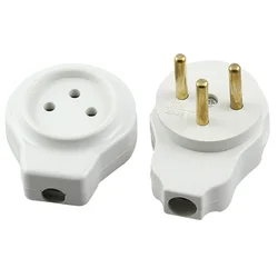 1Pcs White 16A Israel male female assembly wiring power plug socket Pakistan EU 3pins triprong docking connector plug Type H