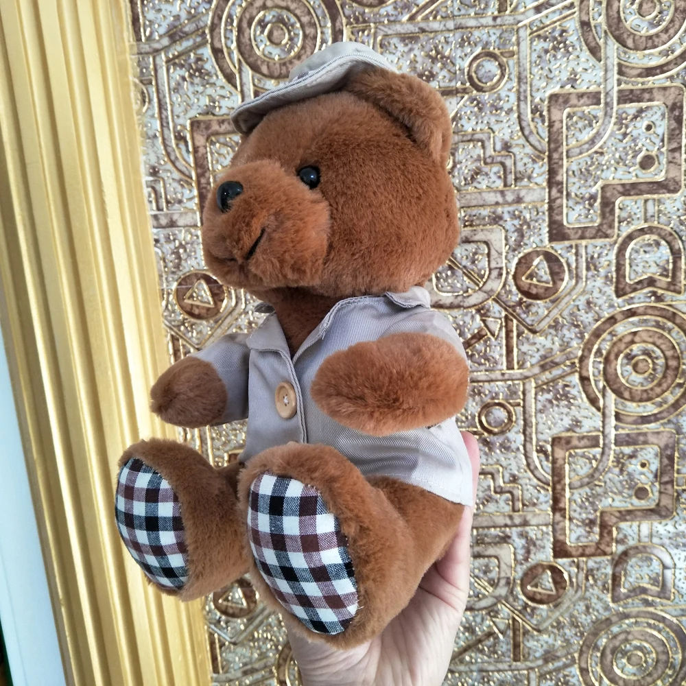 Juguete de peluche para niños, lindo oso de peluche a cuadros, regalo de cumpleaños