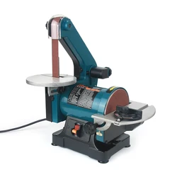 300W Belt Polishing Grinding Sanding Machine 125mm Sand Disc Small Woodworking Desktop Sander Grinder Polisher 25.4*762mm 110V