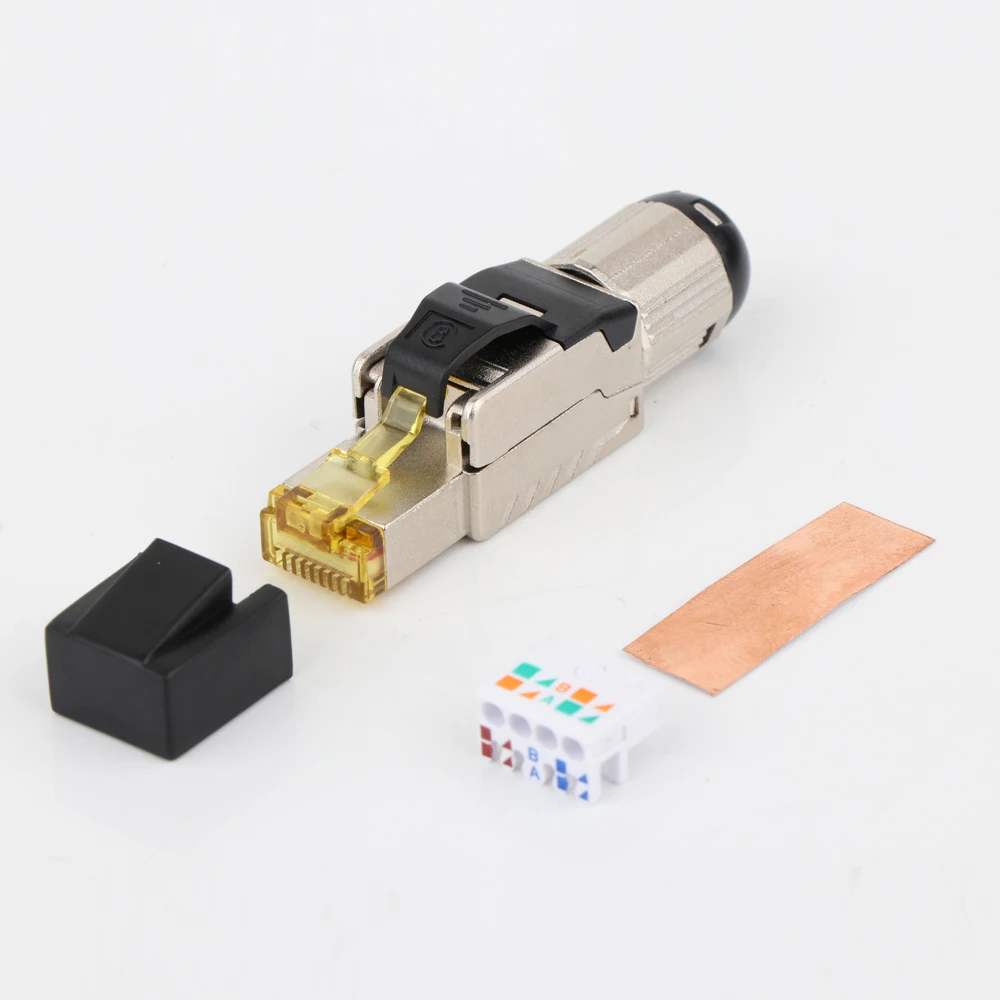 High-End-Werkzeug, kostenloser, einfacher Jack-Abschirmung, RJ45-Metalldruckguss-Feldanschlussstecker, Cat 7, Cat 8, 22–24 AWG – Detail 6