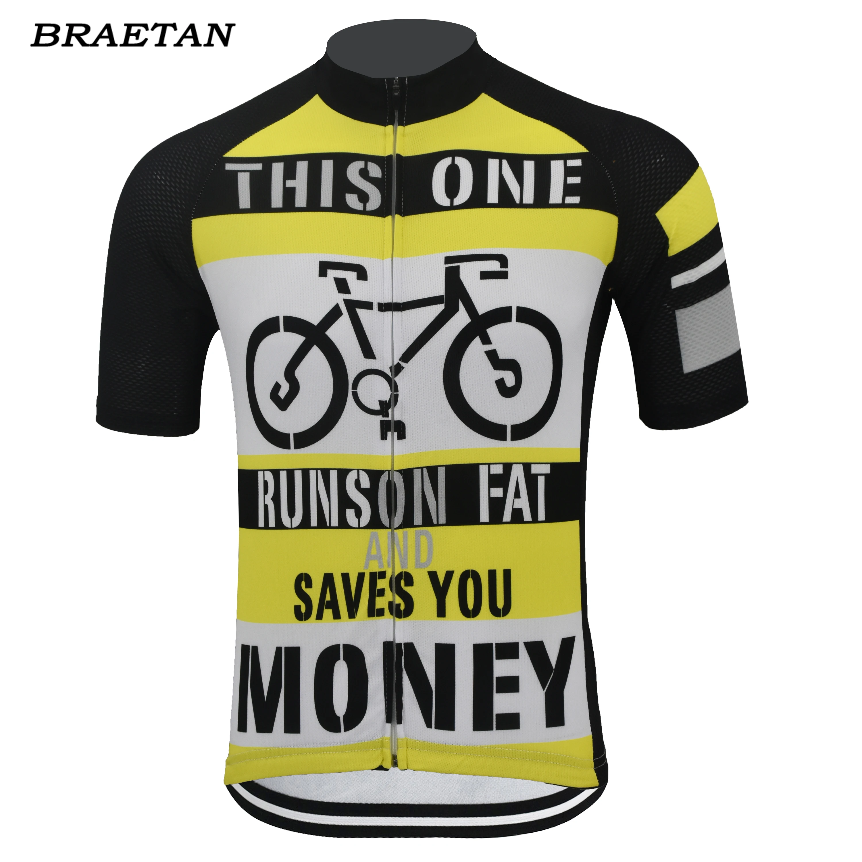 This One Runs On Fat and saves you money cycling jersey men short sleeve bike clothing yellow jersey bicycle clothes braetan