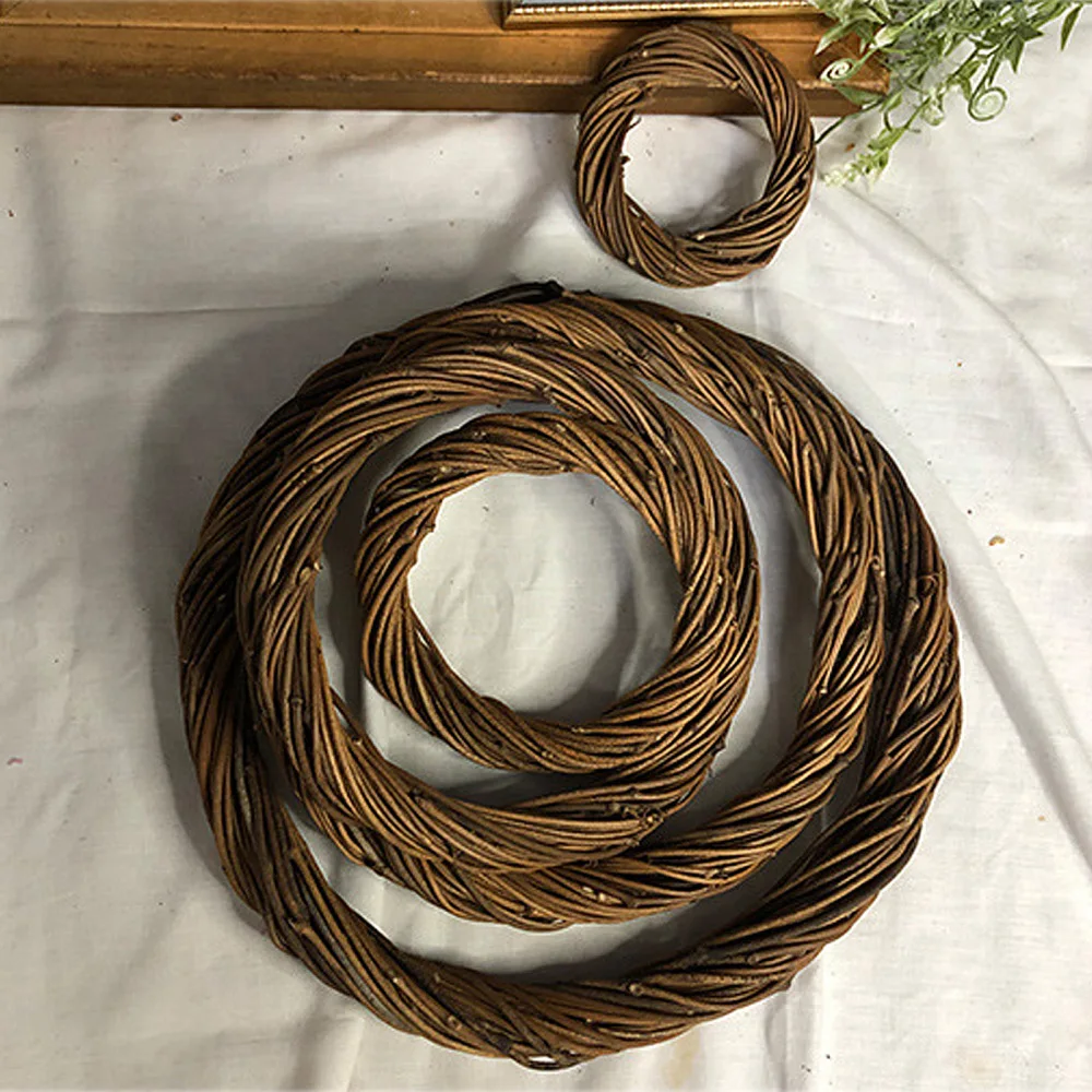 4''/6''/8''/10''/12'' Round Natural Rattan Ring DIY Floral Wreath Hanging Ornament Christmas Garland Wedding Decoration Home Dec