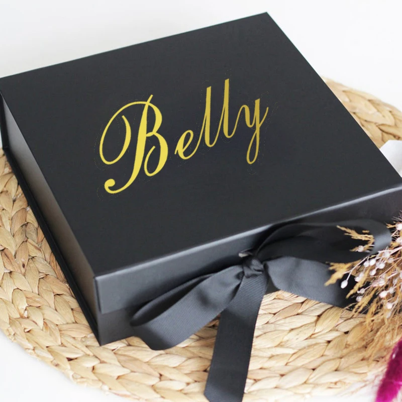 Pegatina con nombre personalizado para decoración de caja de regalo de cumpleaños, Navidad, boda, nombre de caja personalizado, calcomanías de vinilo extraíbles para dama de honor