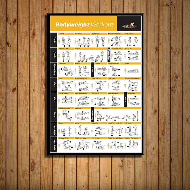 Body Exercise Training Chart Workout Home GYM Fitness Bodybuilding Art Painting Canvas Poster Wall Home Decor