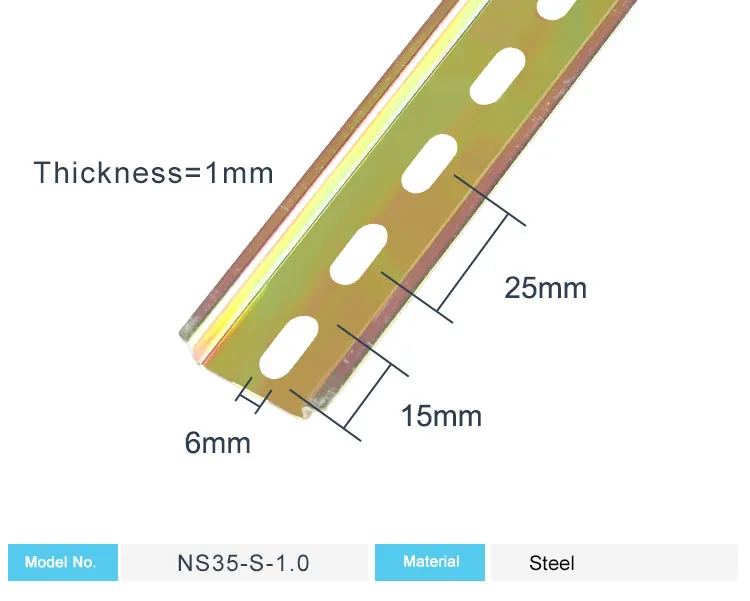 NS35-AL-1,5 Aluminium DIN-Schienenstärke 1,5/Abstand 35 mm/Länge 20/30/40/50 cm Universal-Klemmenblock-Montage DIN-Schiene NS 35 – Detail 9