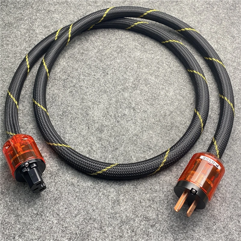 High End Audio Power Cable 4N OFC Pure Copper Conductor with P-046 Plug Black Braid Net