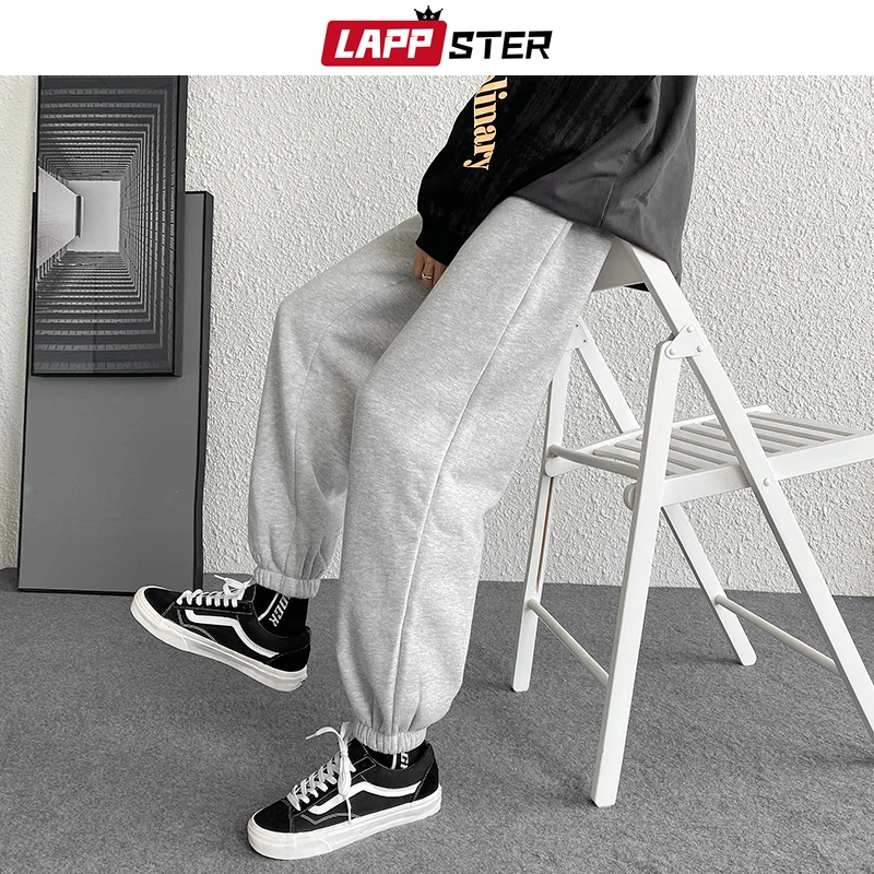 LAPPSTER Men Solid Streetwear Sweat Pants 2023 Autumn Mens Hip Hop Joggers Pants Overalls Male Black Fashions Pockets Trousers