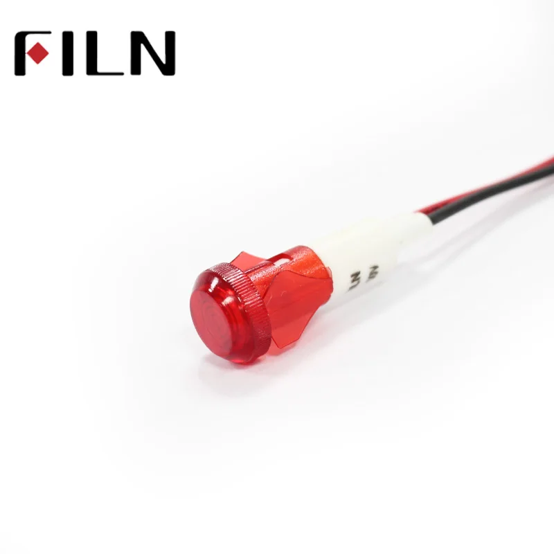 

FILN 10mm mounting hole diameter red yellow green blue white plastic 12v pilot lamp with 20cm cable