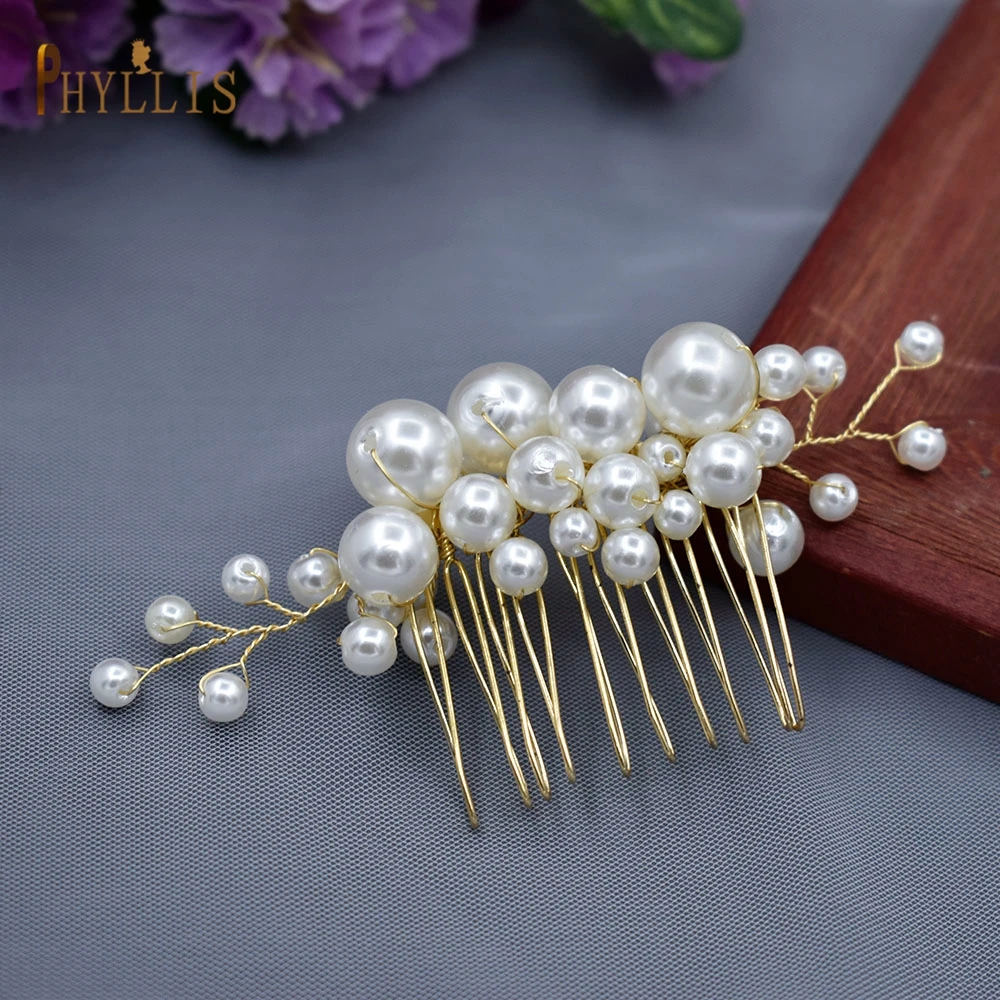 Handmade Pearl Bridal Hair Comb e Hair Pin Set para Mulheres, Ouro, Acessórios Do Casamento, Grampos De Cabelo, Headwear, Jóias, Headpieces, A149