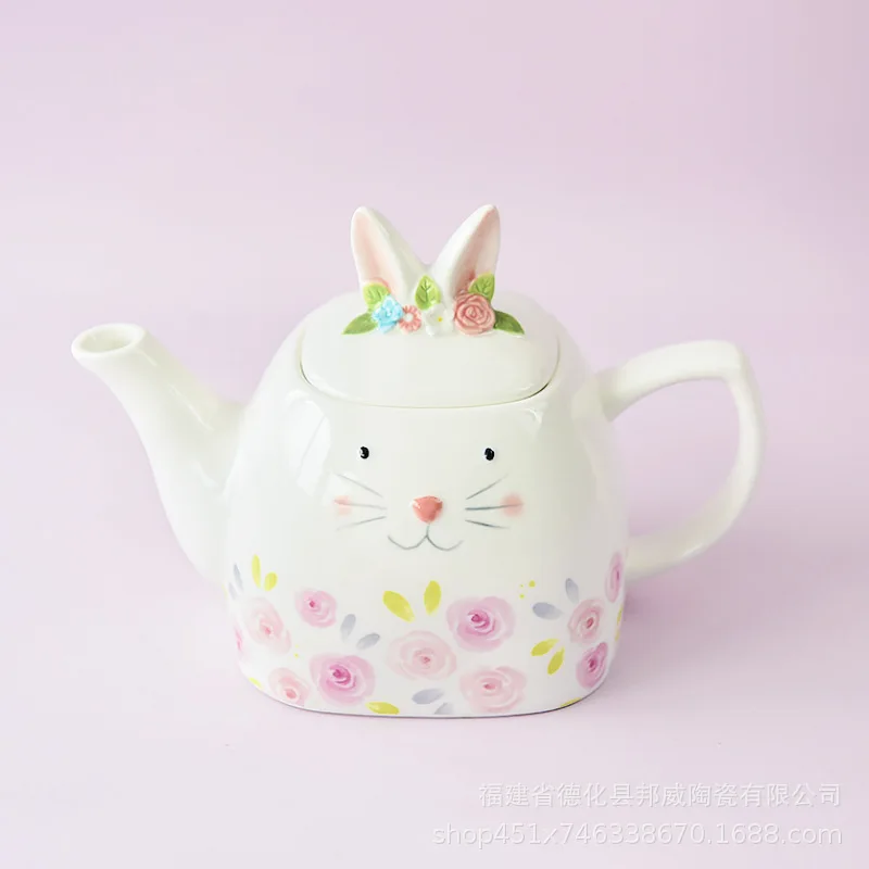 Bainiwei Nordic style ins cute ceramic teapot large fresh rabbit Kung Fu scented tea teapot afternoon tea.