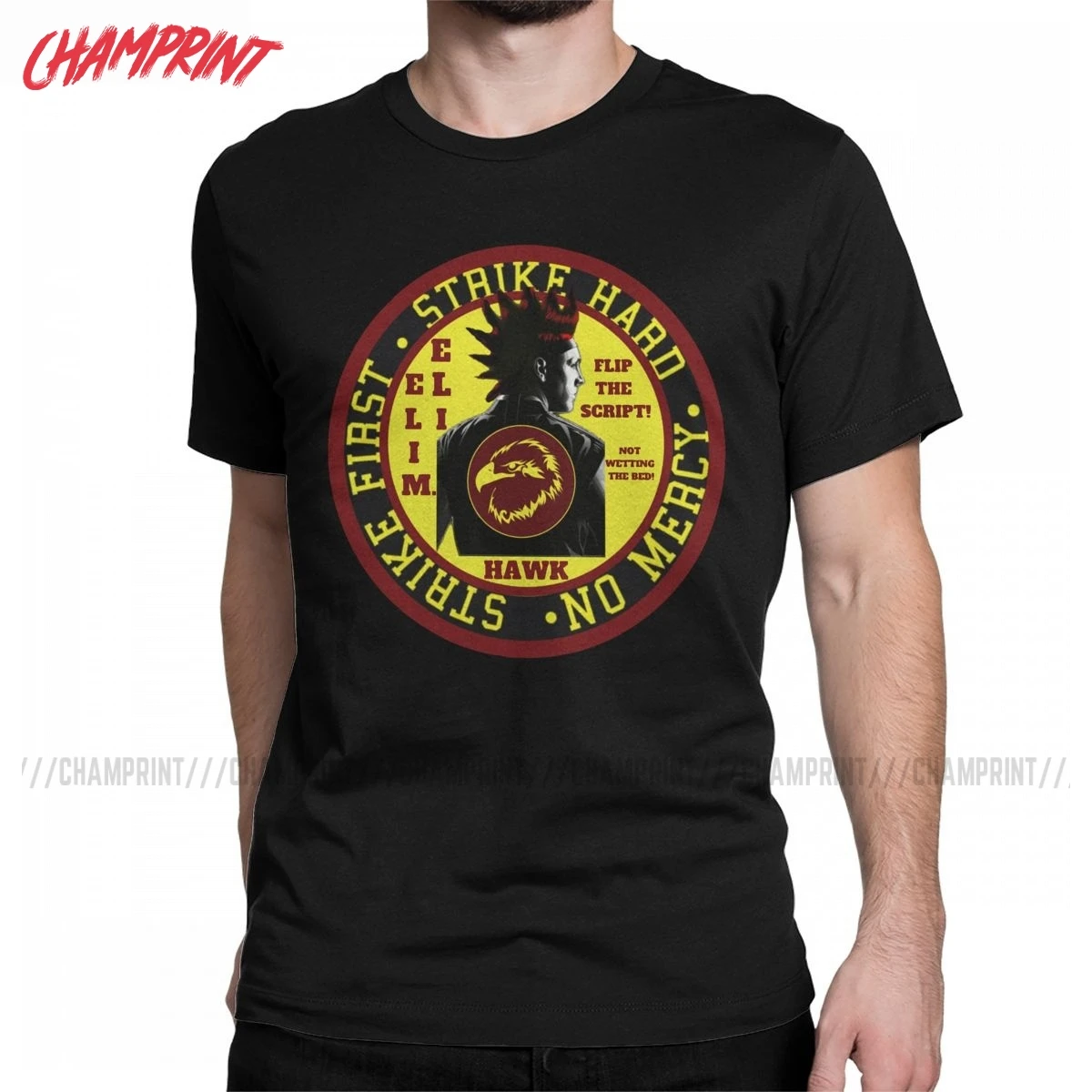 Casual Hawk Eagle Fang Karate Cobra Kai T-Shirts for Men 100% Cotton T Shirt The Karate Kid Tee Shirt Plus Size Clothes