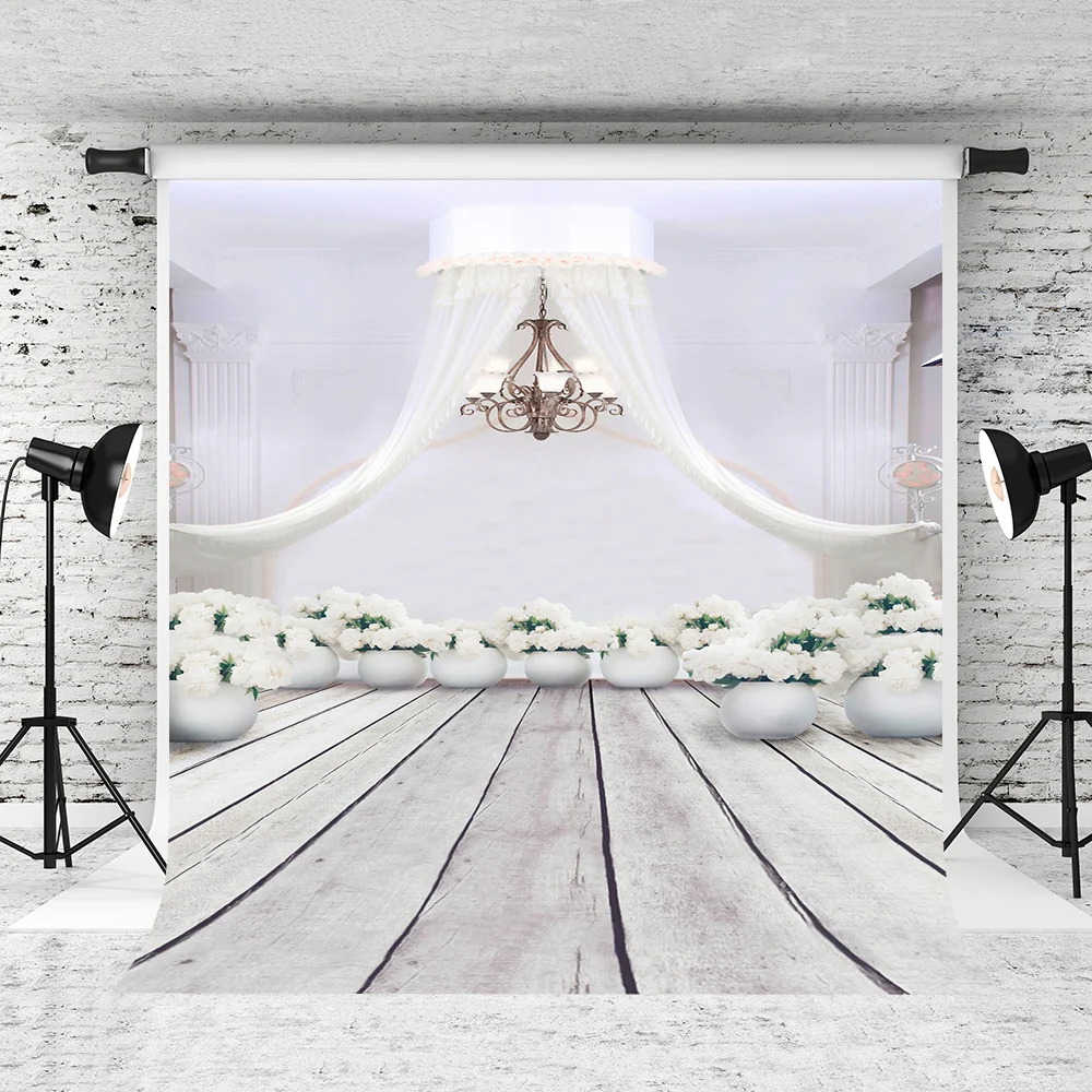 VinylBDS Indoor Wood White House Wedding Photography Backdrops Flowers Chandelier Valentine Backdrops For Photography Studio