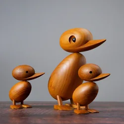 [HHT] High-end Wooden Teak Ducks Ornaments Cute Animals Decoration Ducks Solid Wood Crafts Home Decor Creative Holiday Gifts