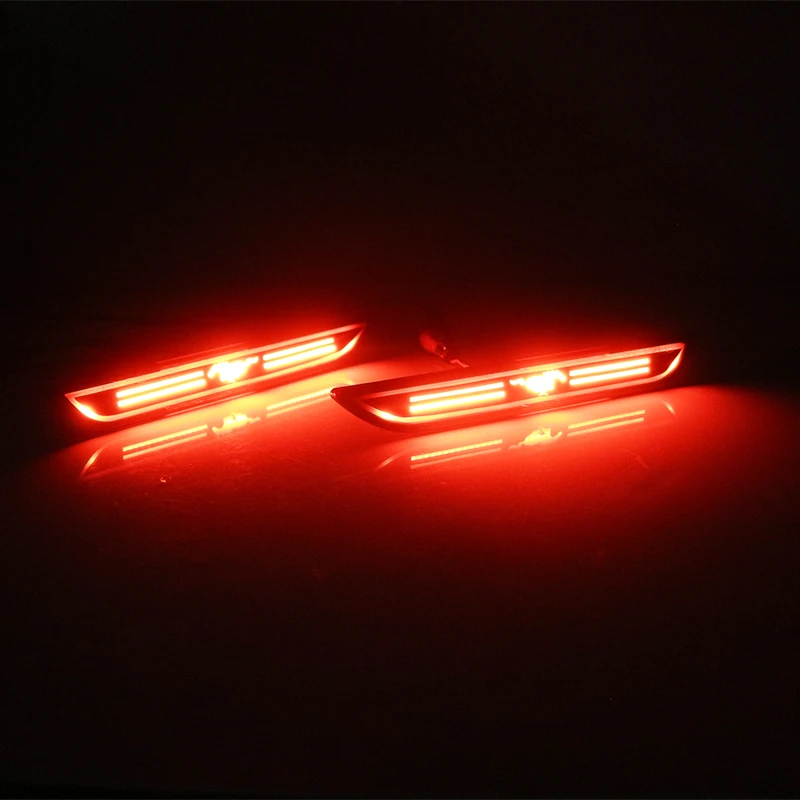 Smoked Lens Red LED 48-SMD 3D Mustang Design Rear Bumper Side Marker Lights For 2015-2018 Ford Mustang Fender Side Marker Lights